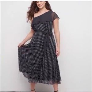 Polka dot asymmetrical dress black and white dots